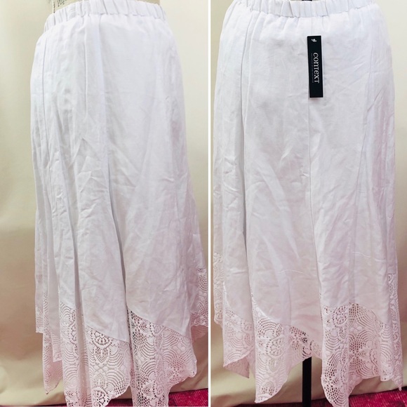NWT LORD & TAYLOR WHITE LINEN SKIRT - Picture 9 of 12